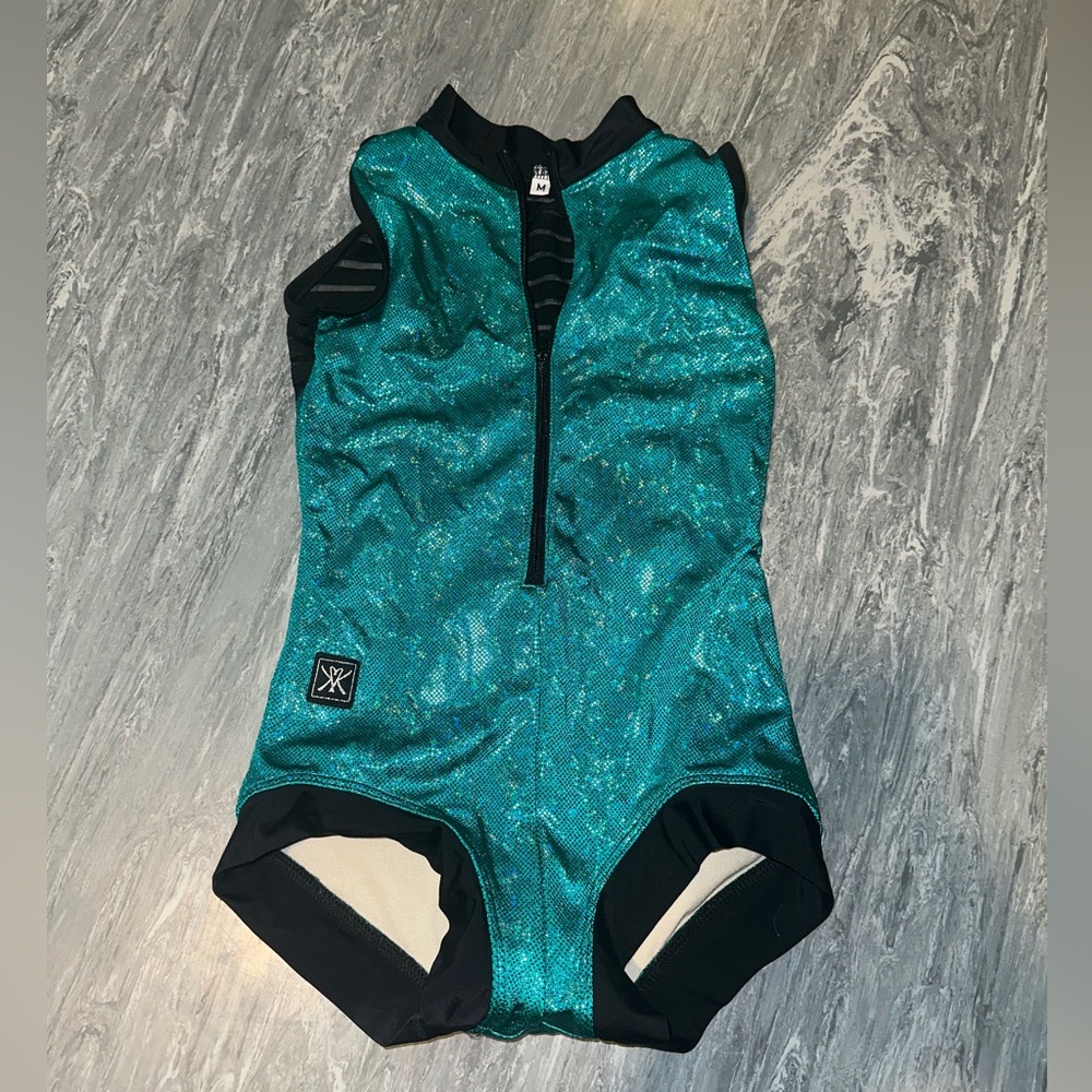 Teal convention leotard with mesh back